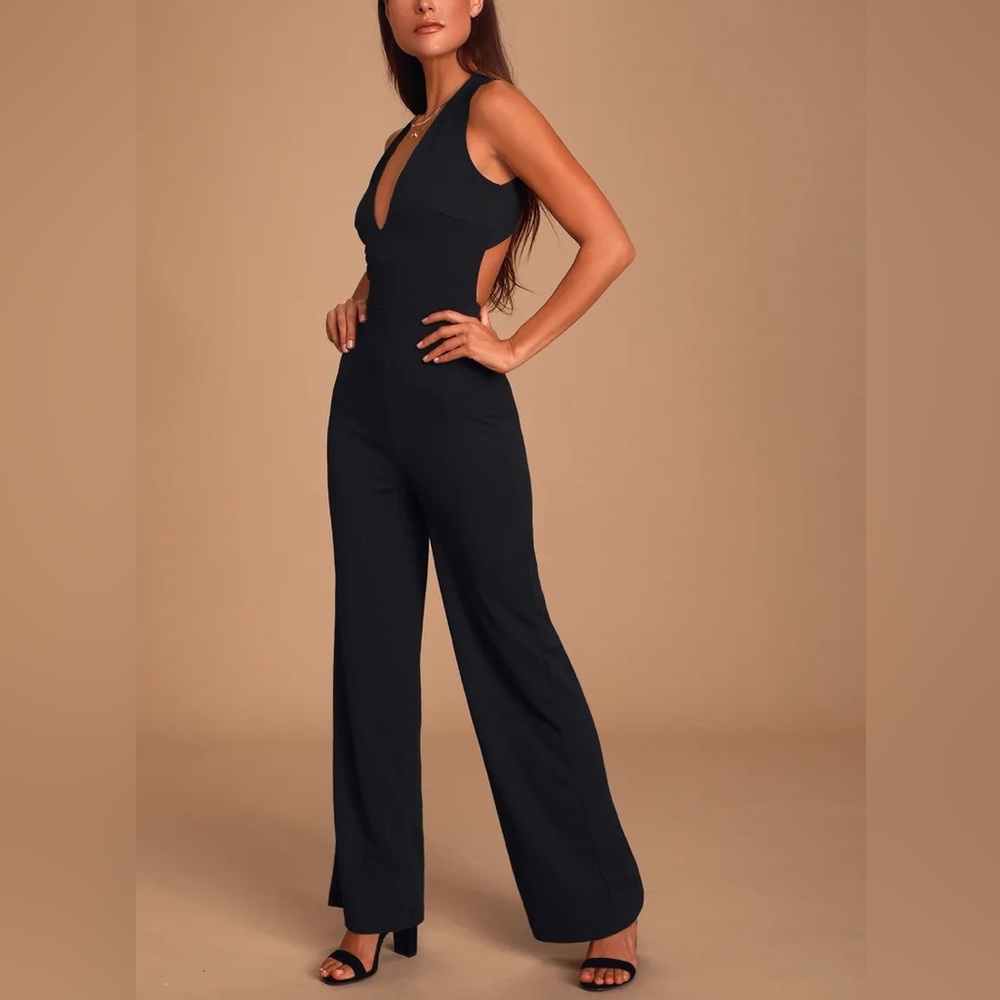 Lulus Thinking Out Loud Black Backless Jumpsuit View 4